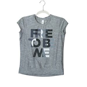 Athleta Girls Heather Gray Short Sleeve Graphic Tee Free To Be Me L (12)